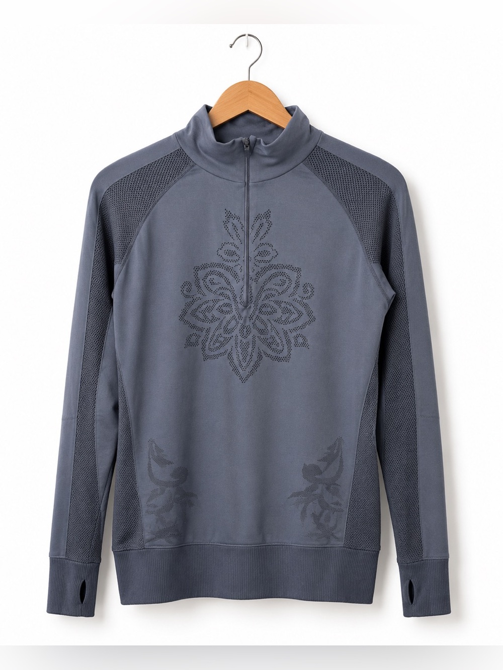 Athleta Slate Gray Half Zip Pullover XL Thumbhole Activewear Athleisure Top